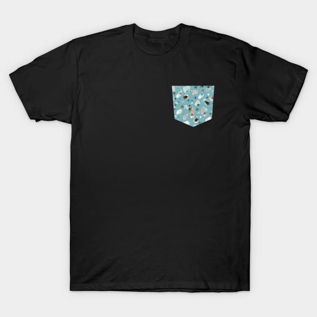 Pocket - Pebbles Terrazo Pale Teal T-Shirt by ninoladesign